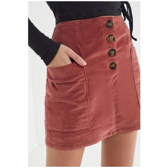 BDG Kendri Rust Orange Curdoroy Mini Skirt w/ Deep Pockets Size Medium - Picture 10 of 10